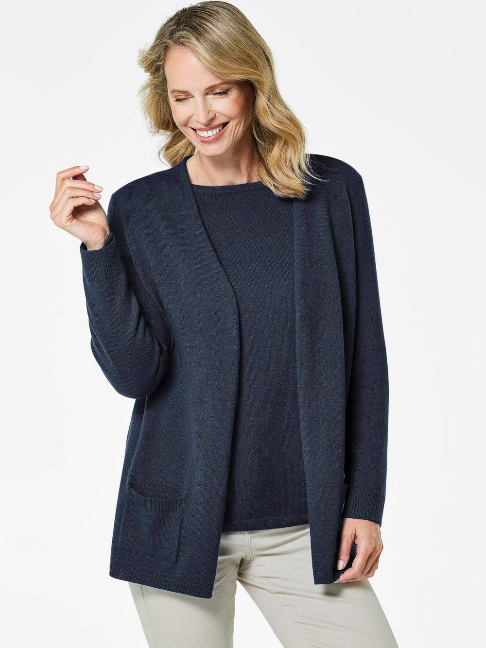 Goldner Kaschmirstrickjacke Damen Cashmere blau, 44
