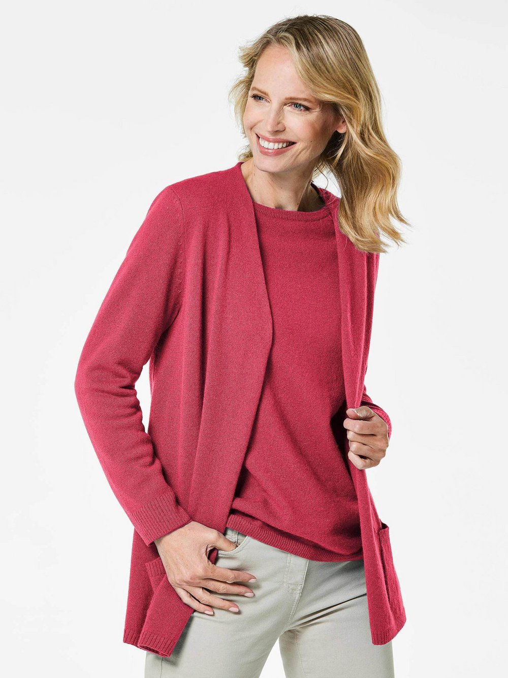 Goldner Kaschmirstrickjacke Damen Cashmere pink, 42