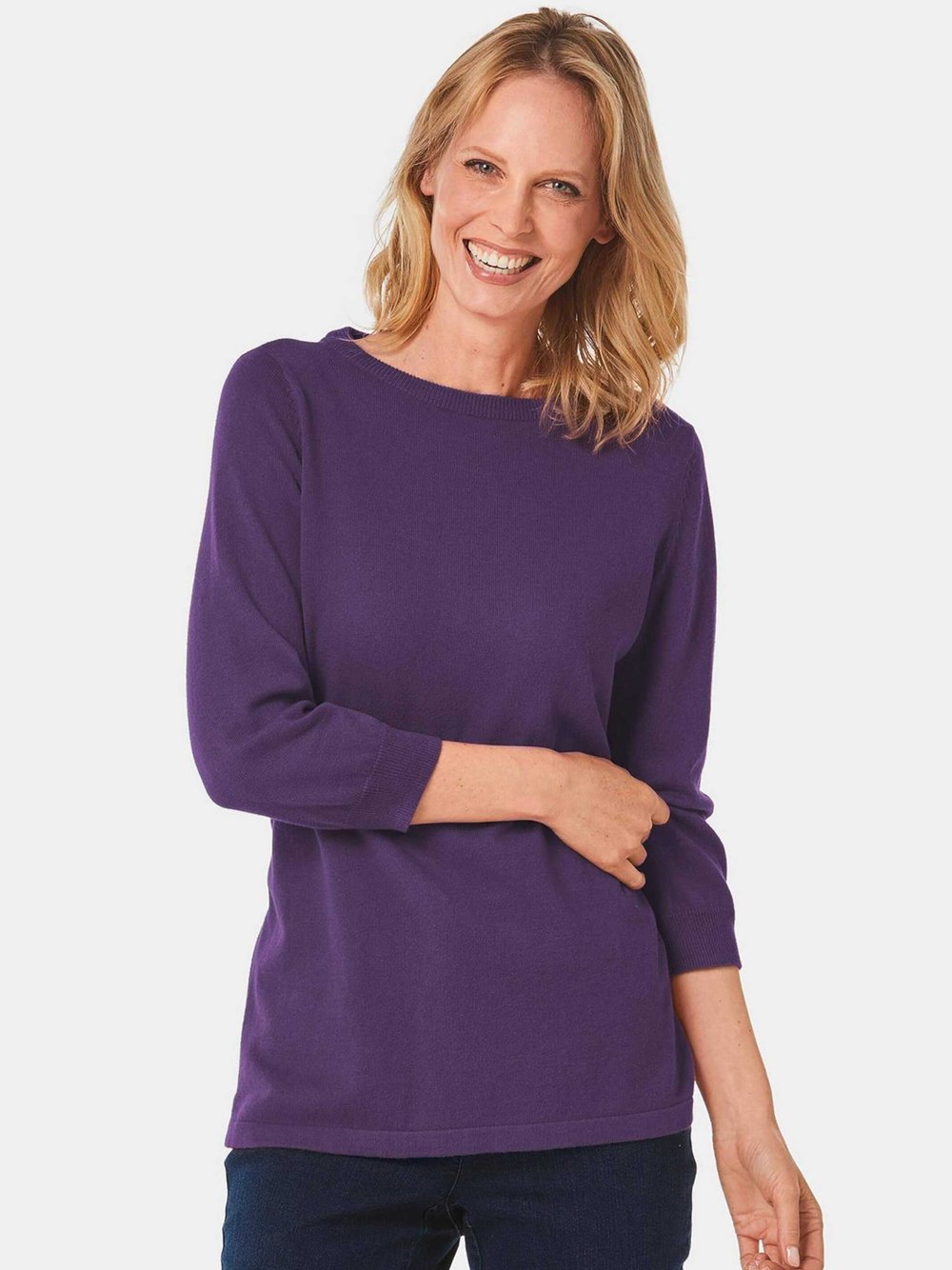 Goldner Pullover Damen Baumwolle lila, 54
