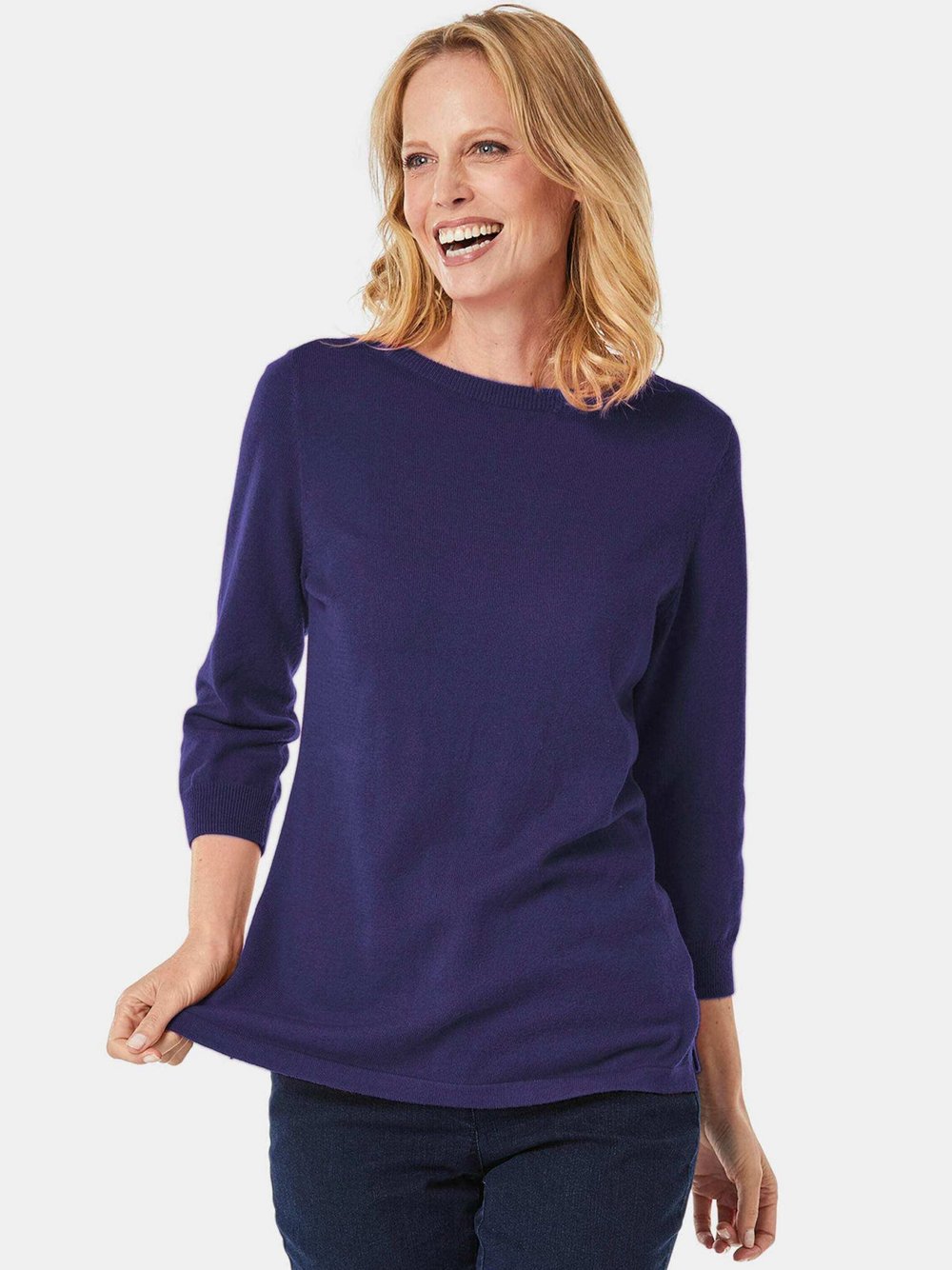 Thumbnail - Goldner Pullover Damen Baumwolle blau, 42