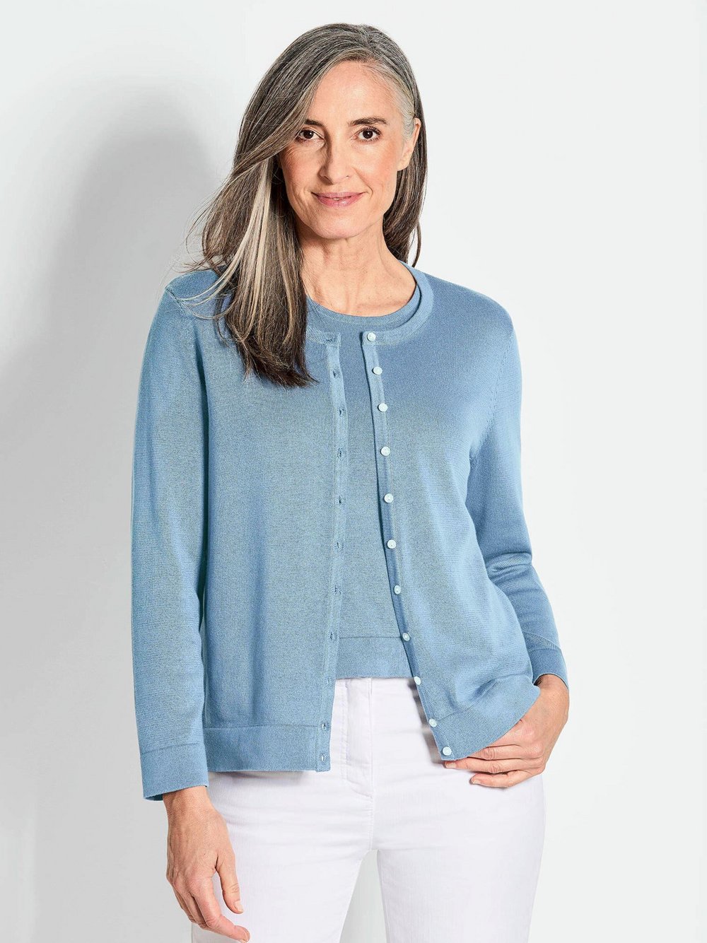 Goldner Strickset Damen Baumwolle blau, 44
