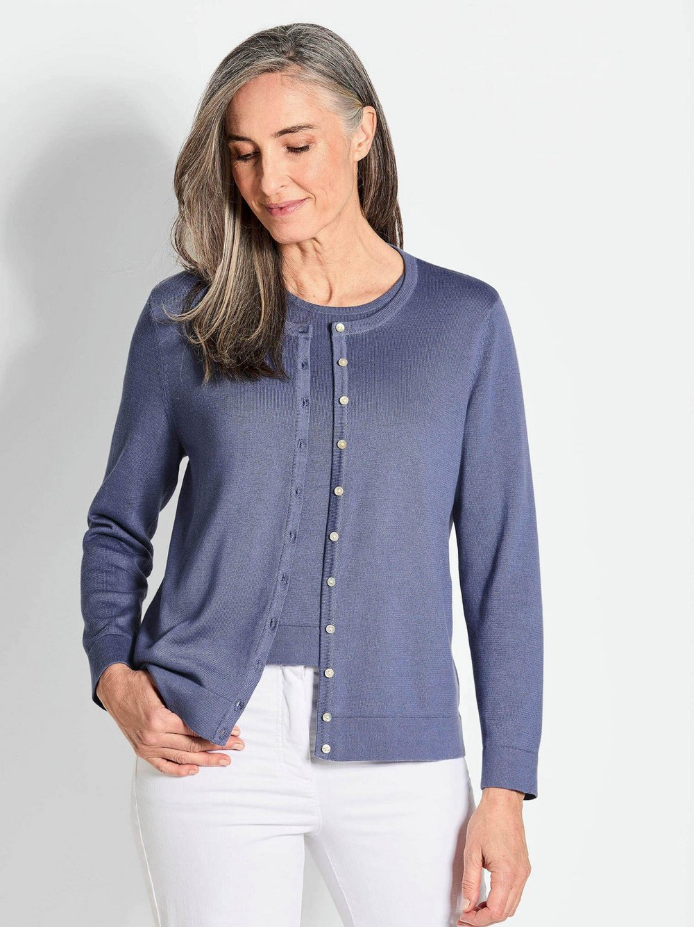 Goldner Strickset Damen Baumwolle blau, 44