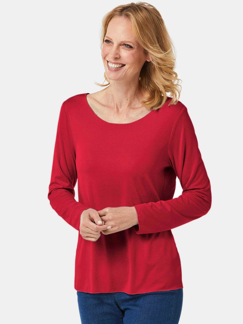 Goldner Shirt Damen Viskose rot, 52