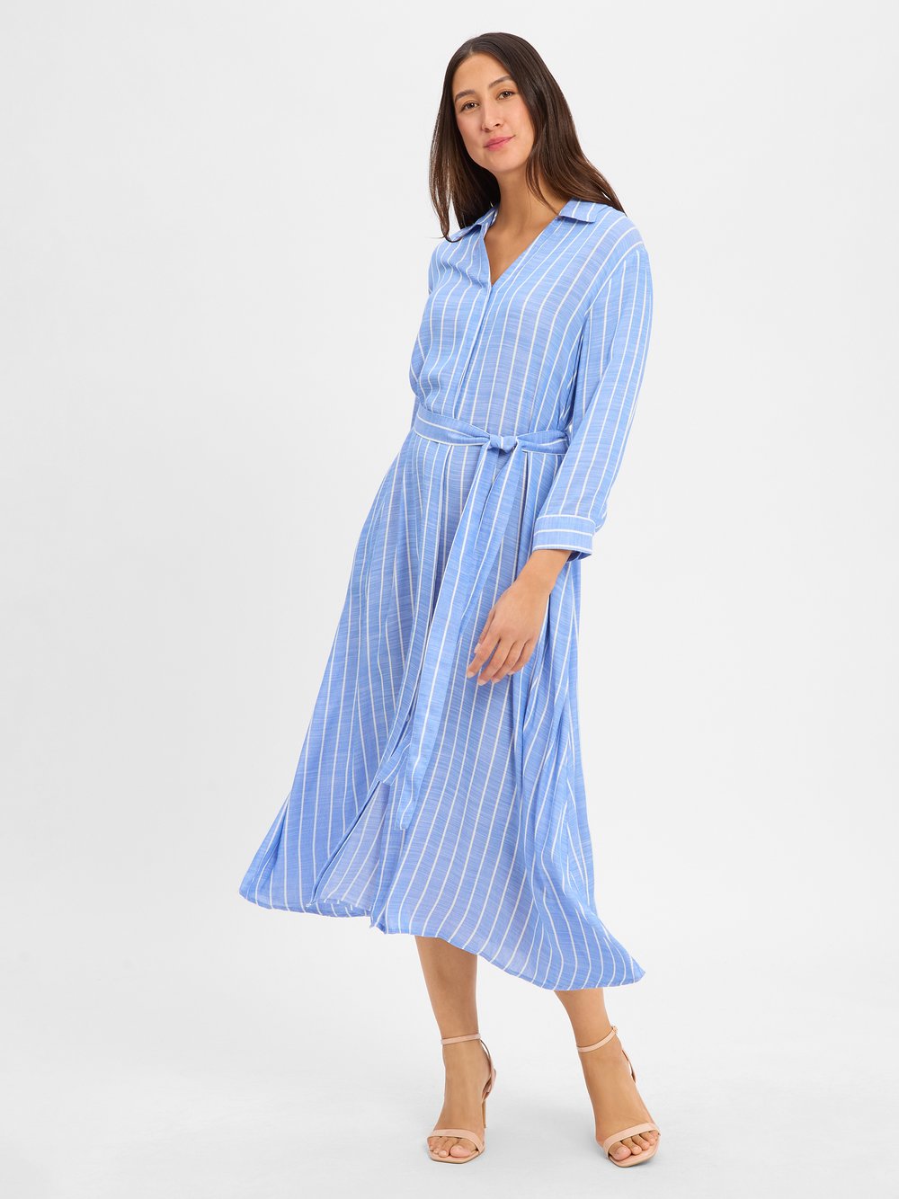 Marie Lund Hemdblusenkleid Damen Viskose blau gestreift, 34