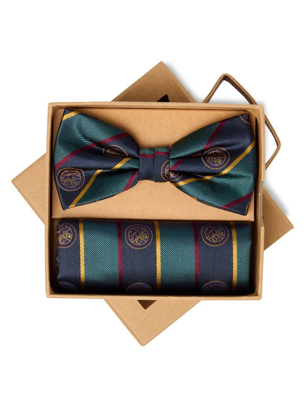 Finshley & Harding London Fliege und Einstecktuch aus Seide Herren mehrfarbig gemustert, ONE SIZE