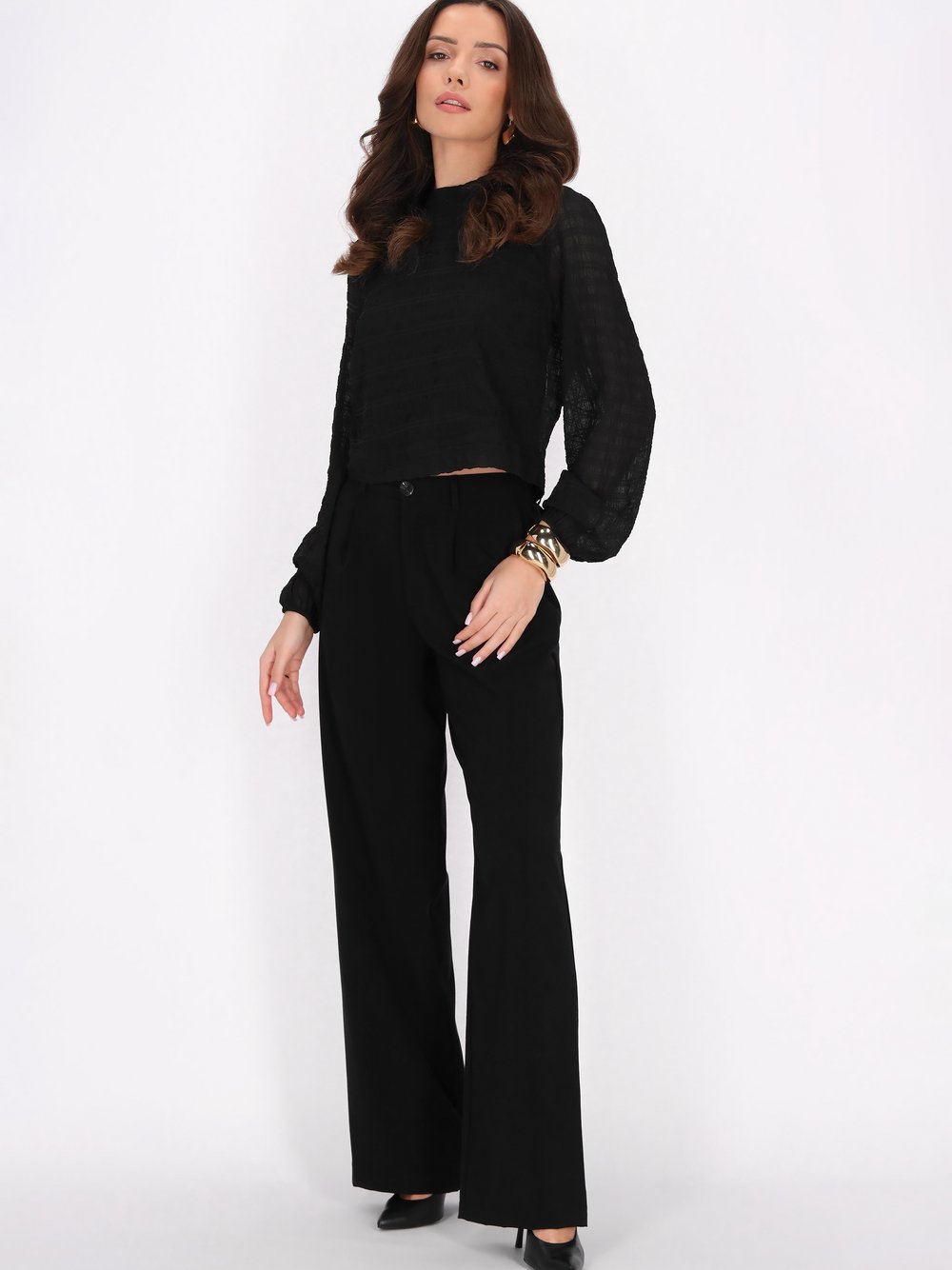 Faina Bluse Damen schwarz gemustert, S