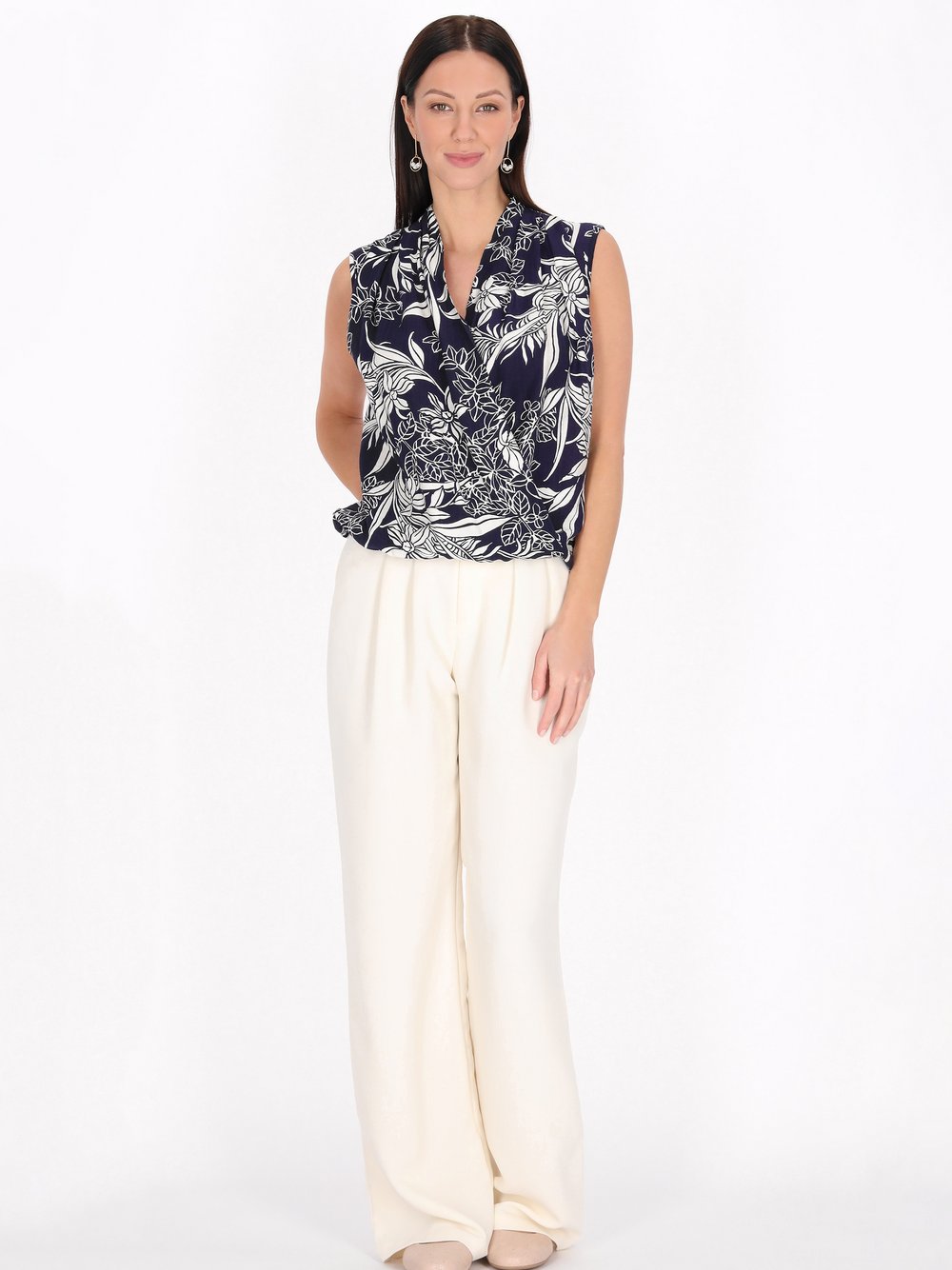 Usha Bluse Damen Viskose blau bedruckt, M