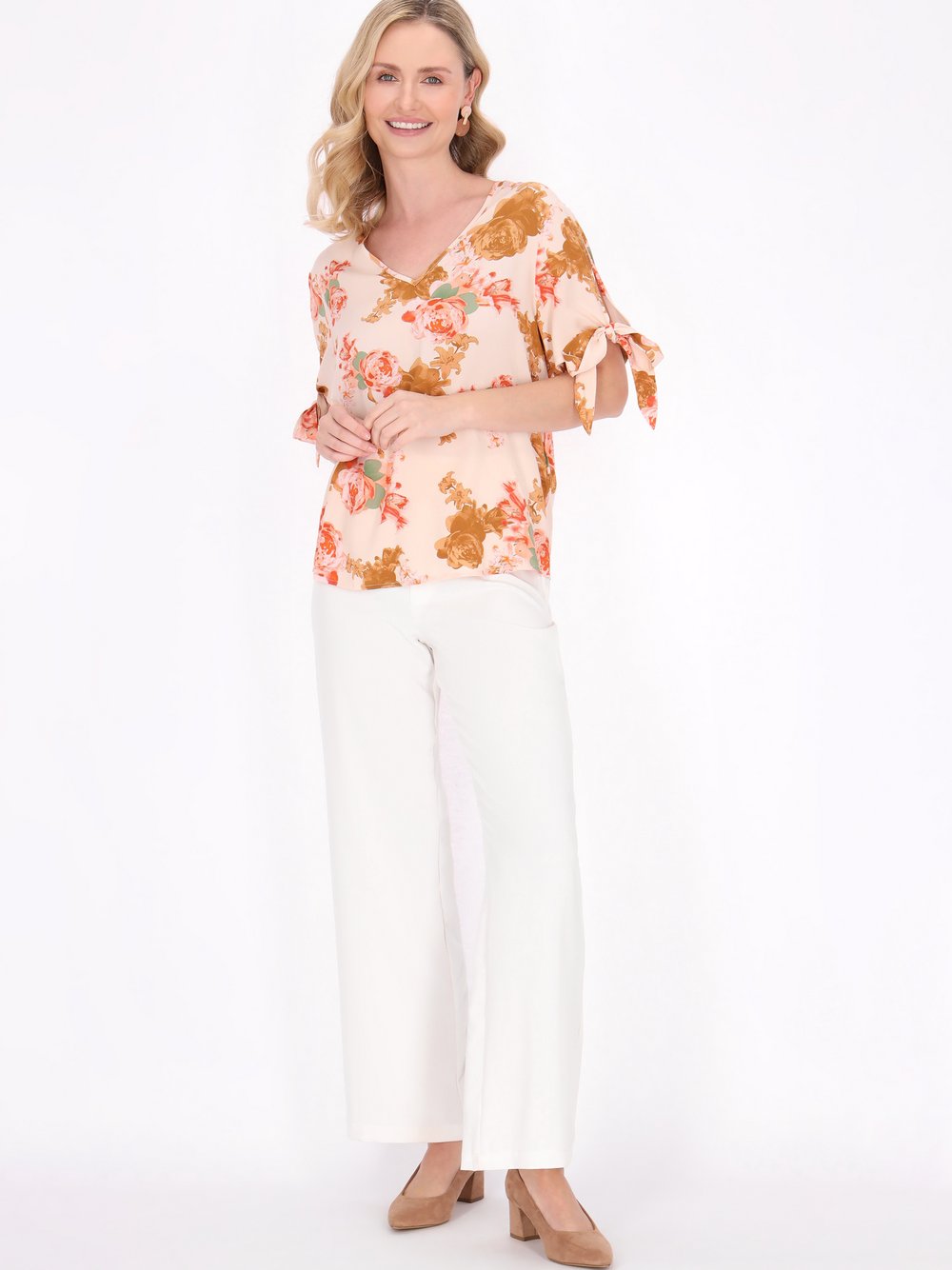 Usha Bluse Damen Viskose beige bedruckt, M