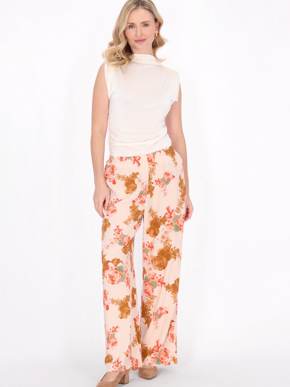 Usha Hose Damen Viskose beige bedruckt, L