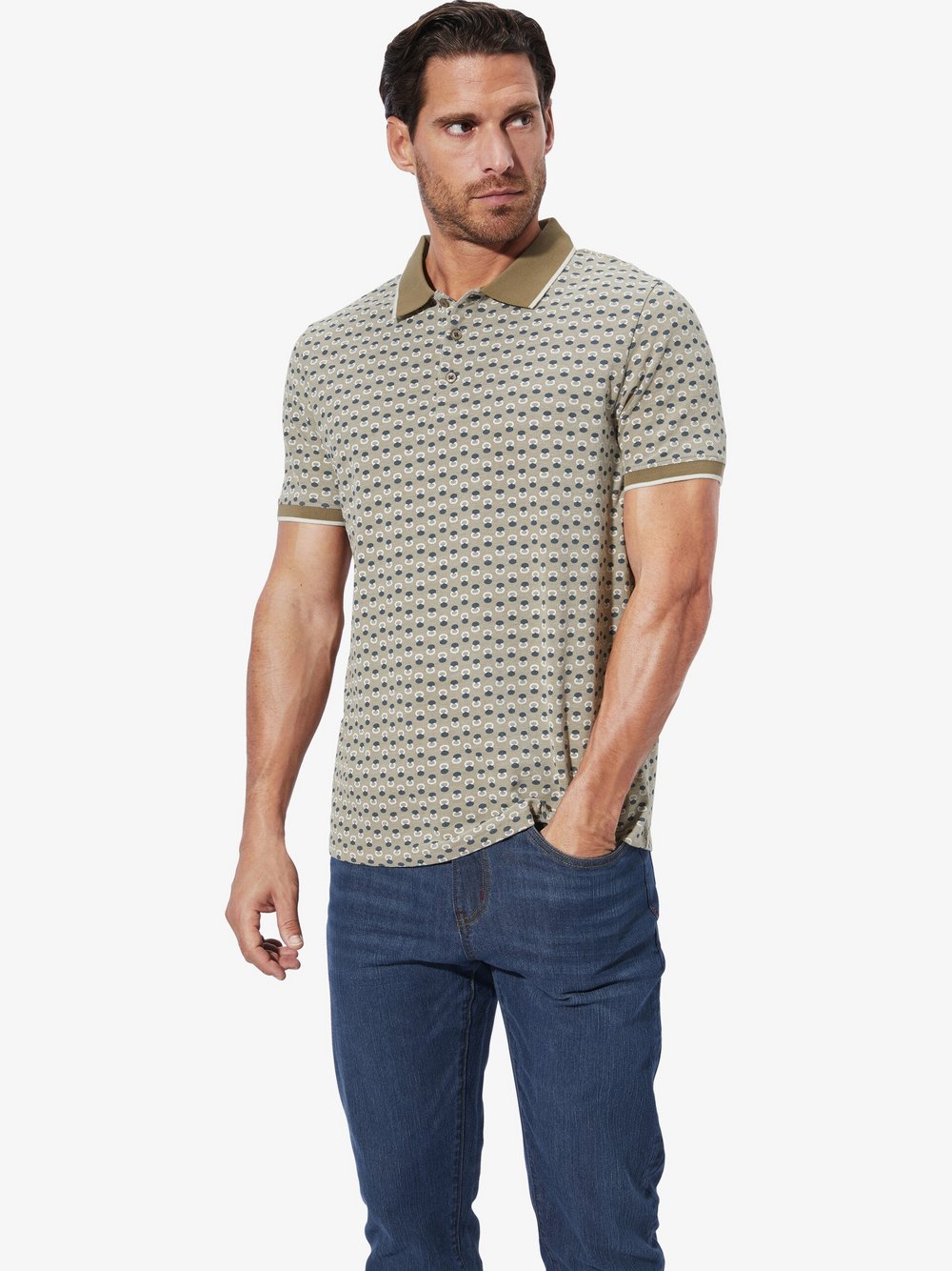 Thumbnail - BABISTA Poloshirt Herren Baumwolle braun gemustert, S