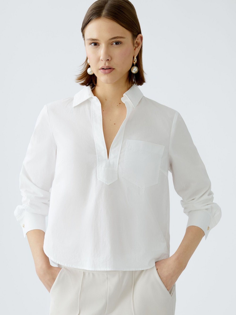 Thumbnail - Oui Bluse Damen Baumwolle weiß, 46