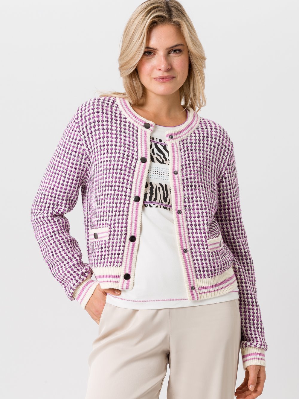 TUZZI Strickjacke Damen Baumwolle mehrfarbig gemustert, 34