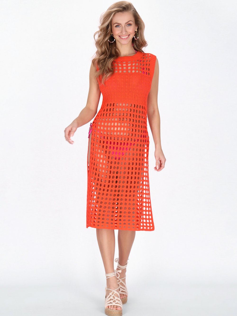 Thumbnail - IZIA Tunika Damen Baumwolle orange gemustert, XS