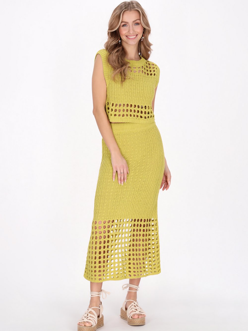 IZIA Top Damen Baumwolle grün gemustert, XL