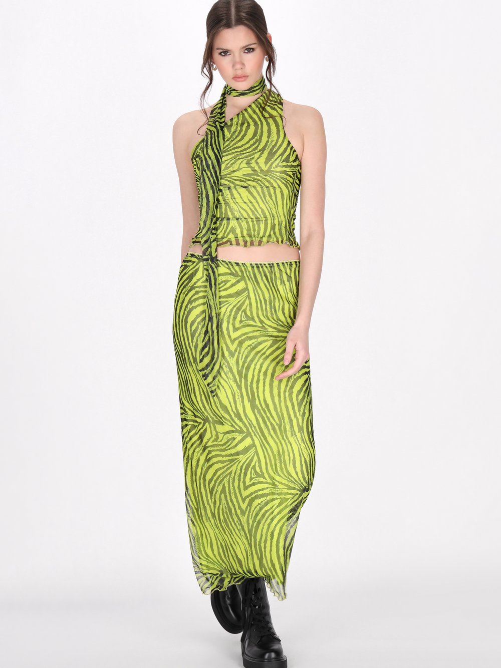 MyMo Blusentop Damen schwarz gemustert, XL