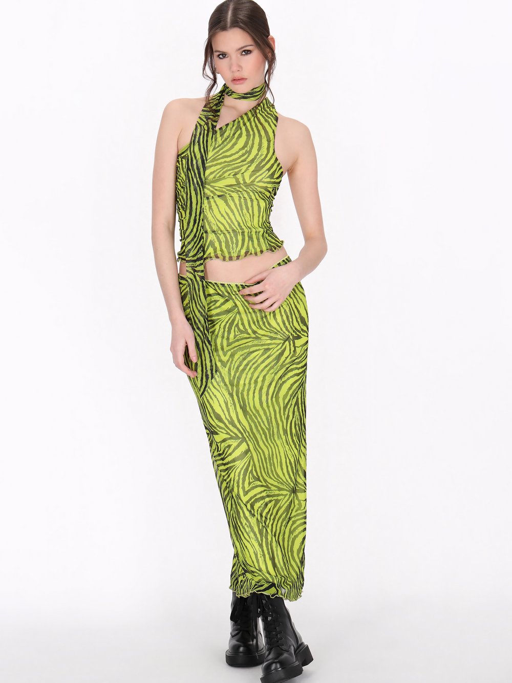 MyMo Rock Damen schwarz gemustert, M