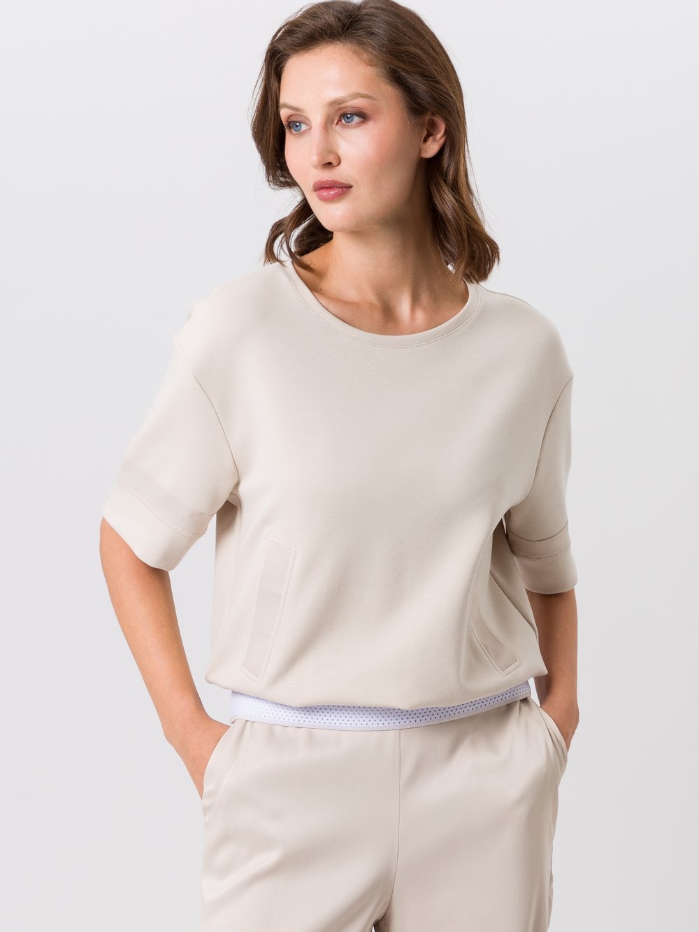 TUZZI Kurzarmshirt Damen Modal beige gemustert, 48