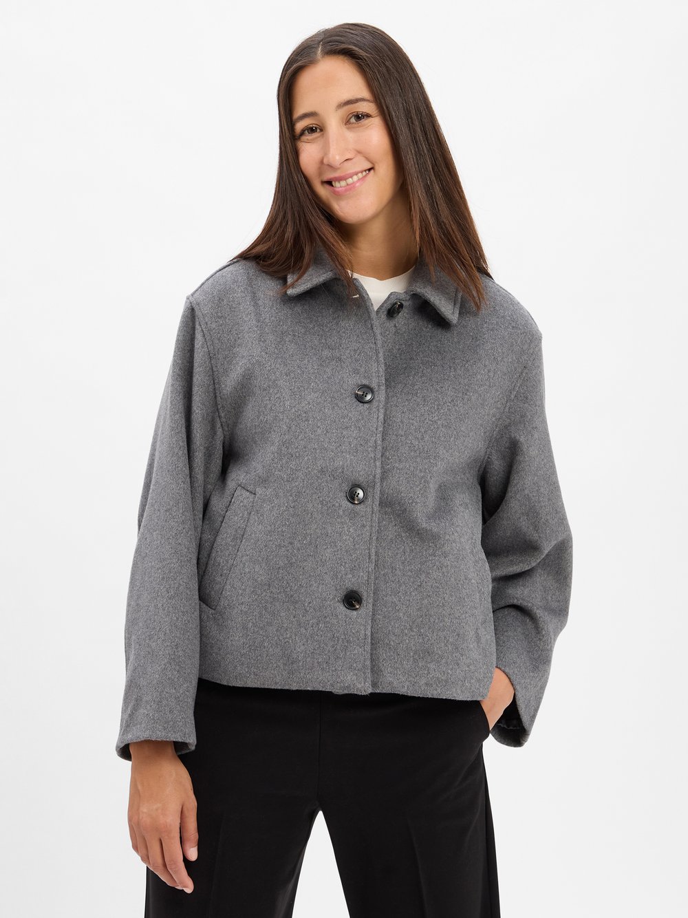 Neo Noir Wolljacke Damen Wolle grau meliert, 34