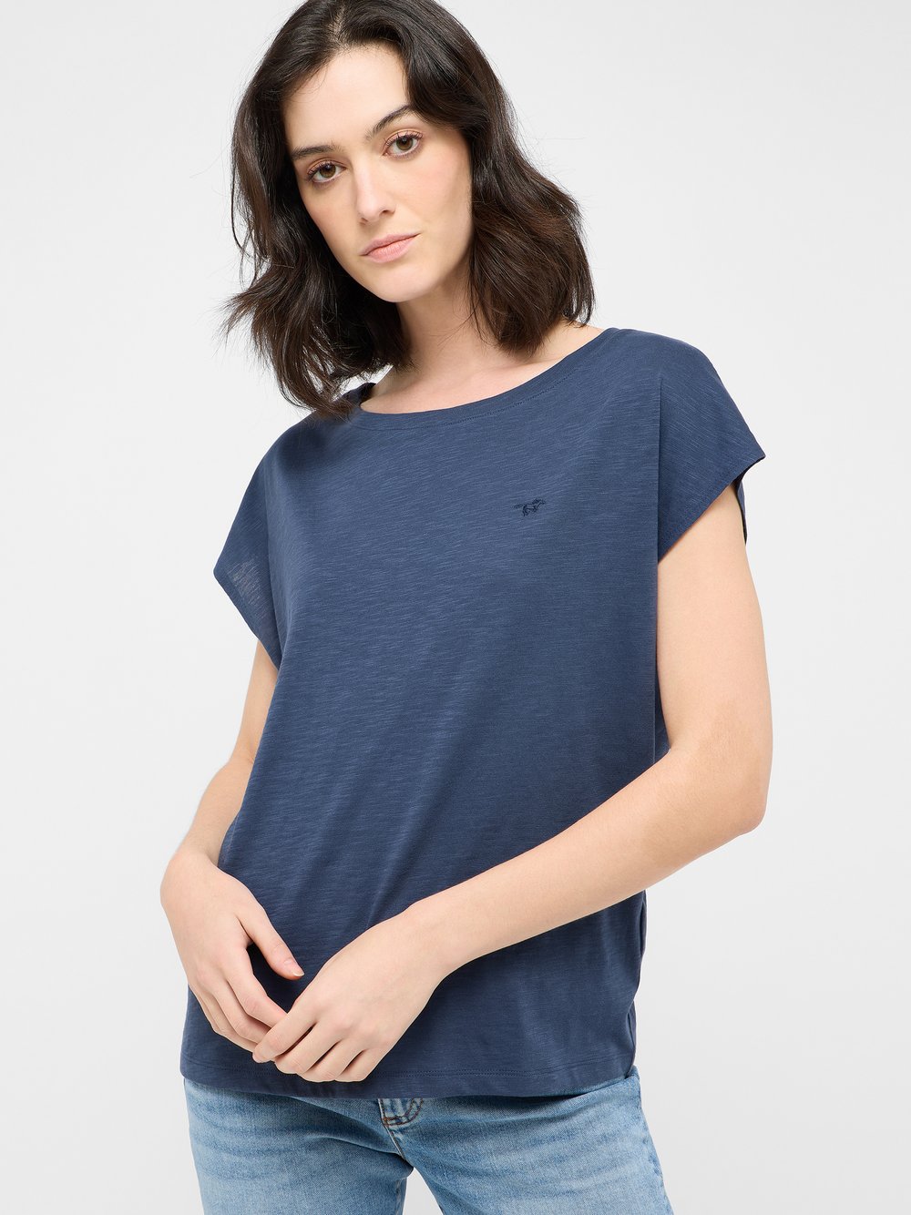 Mustang T-Shirt Damen Baumwolle blau, S