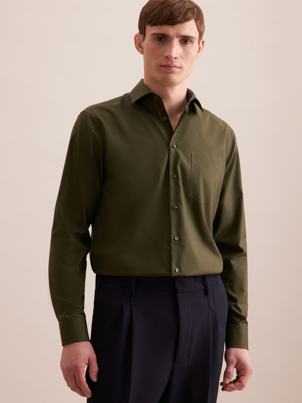 Seidensticker Business Hemd Herren Regular Fit Baumwolle grün, 45