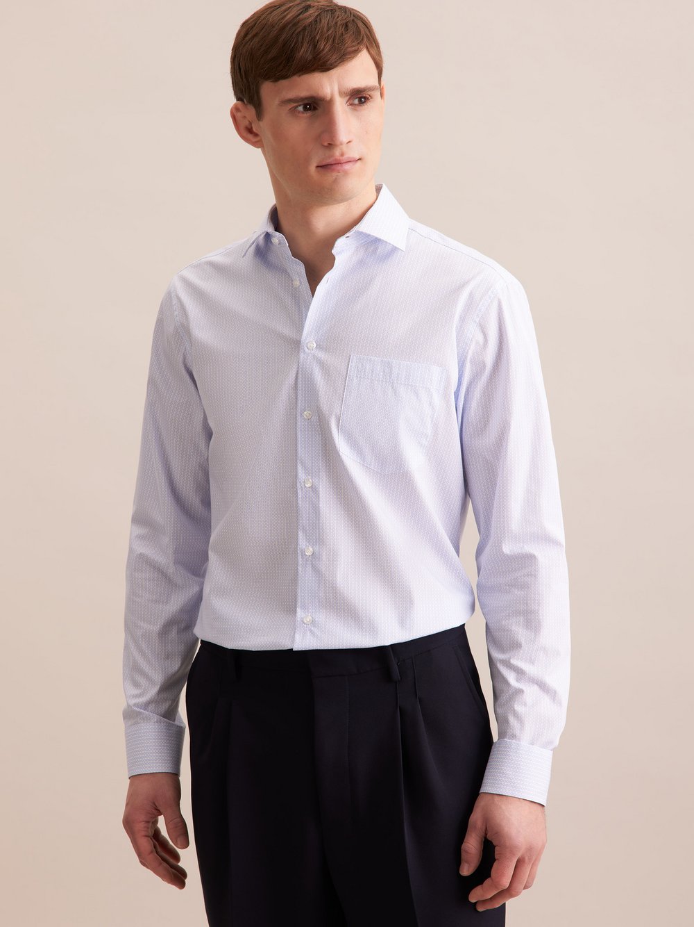 Seidensticker Business Hemd Herren Regular Fit Baumwolle blau bedruckt, 48