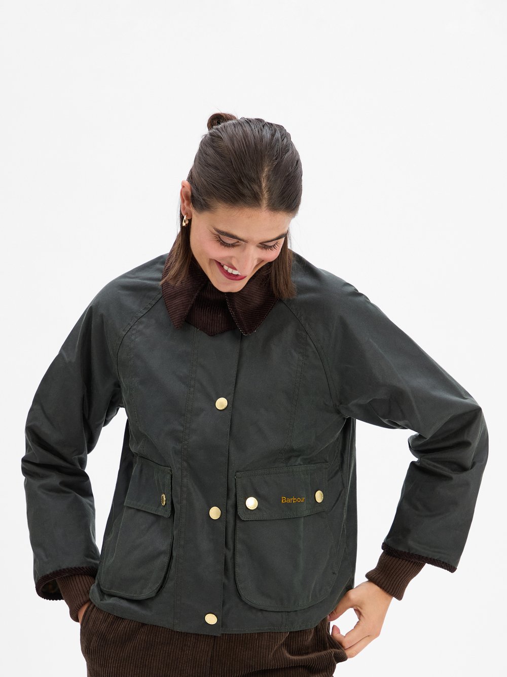 Barbour Wachsjacke Damen Baumwolle grün, 46