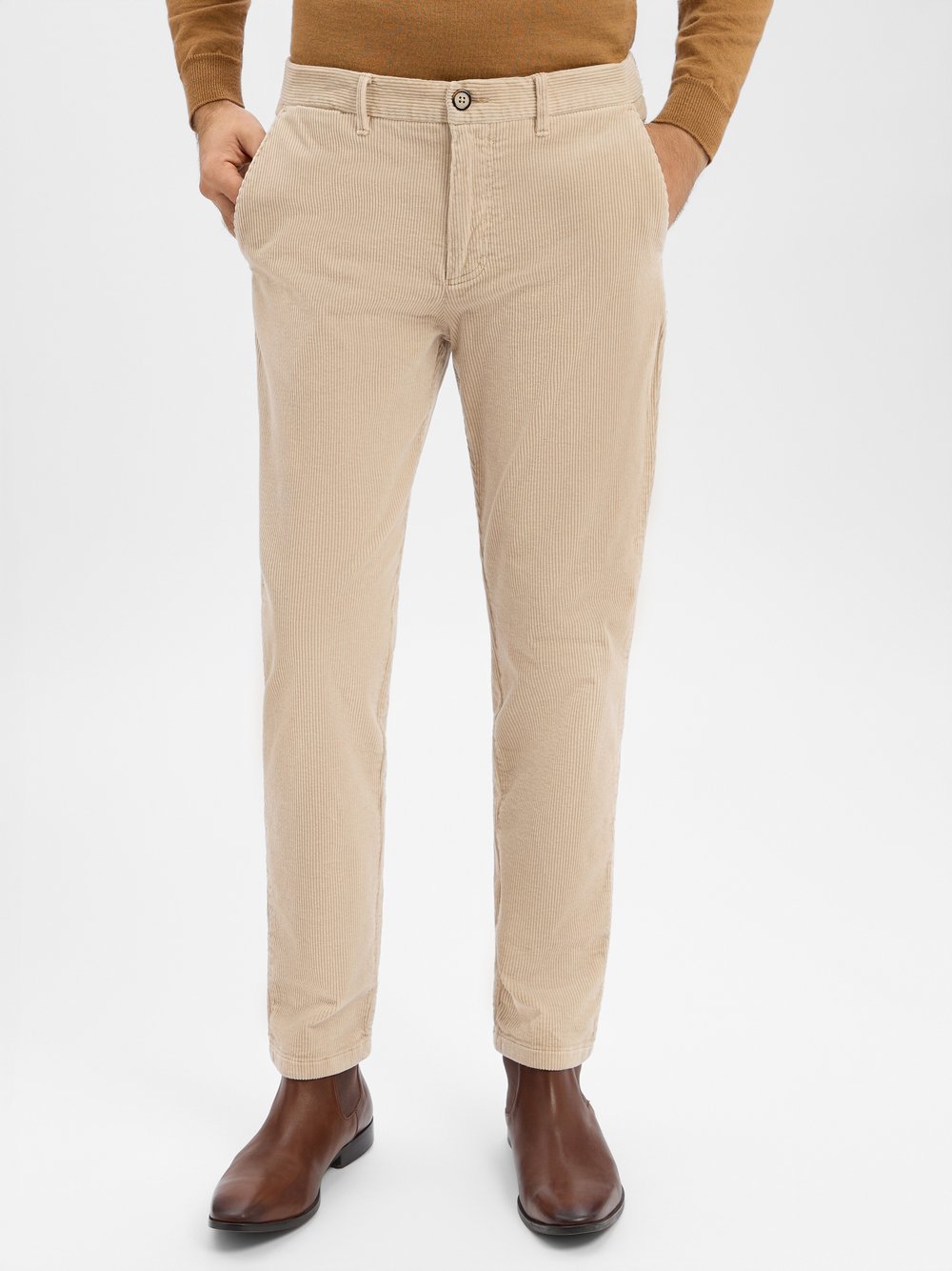 Finshley & Harding Cordhose Herren Baumwolle beige, 34-34