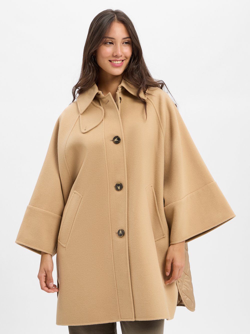 Weekend Max Mara Wollmantel mit Kamel- und Seiden-Anteil Damen Schurwolle braun, 42