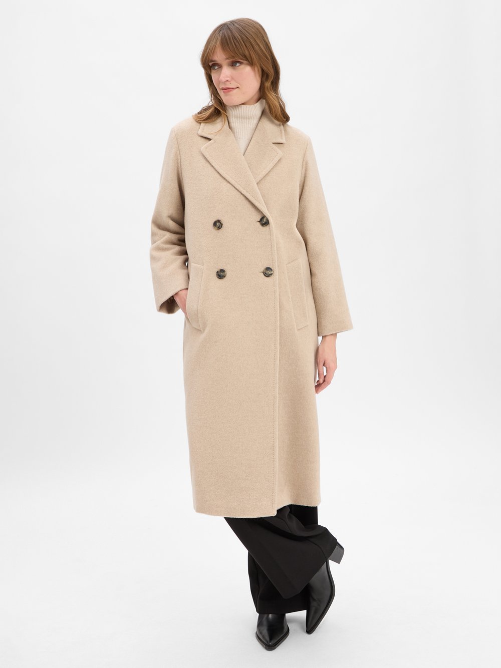 Weekend Max Mara Wollmantel mit Alpaka- und Mohair-Anteil Damen Wolle beige, 36