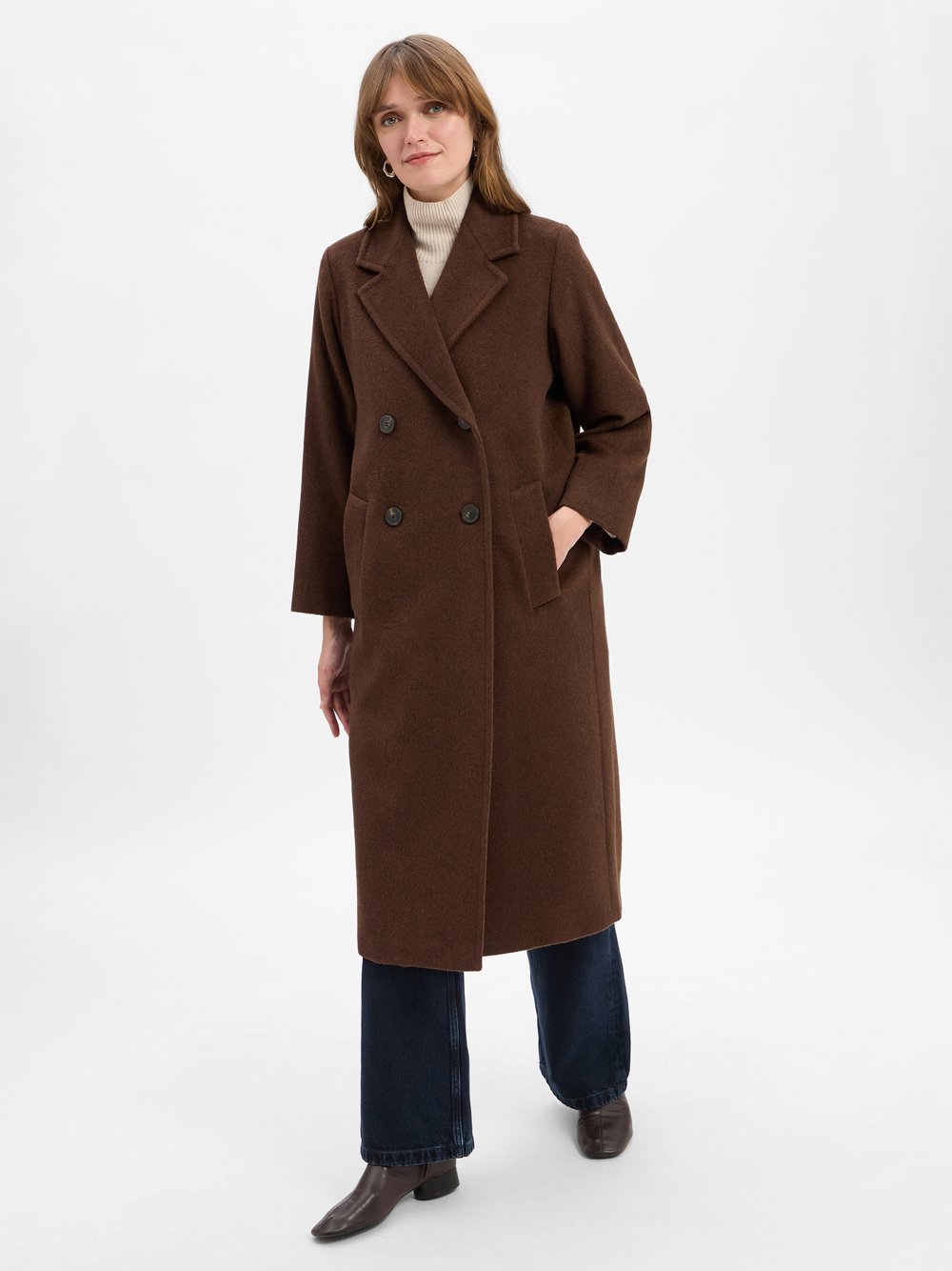 Weekend Max Mara Wollmantel mit Alpaka- und Mohair-Anteil Damen Wolle braun, 34