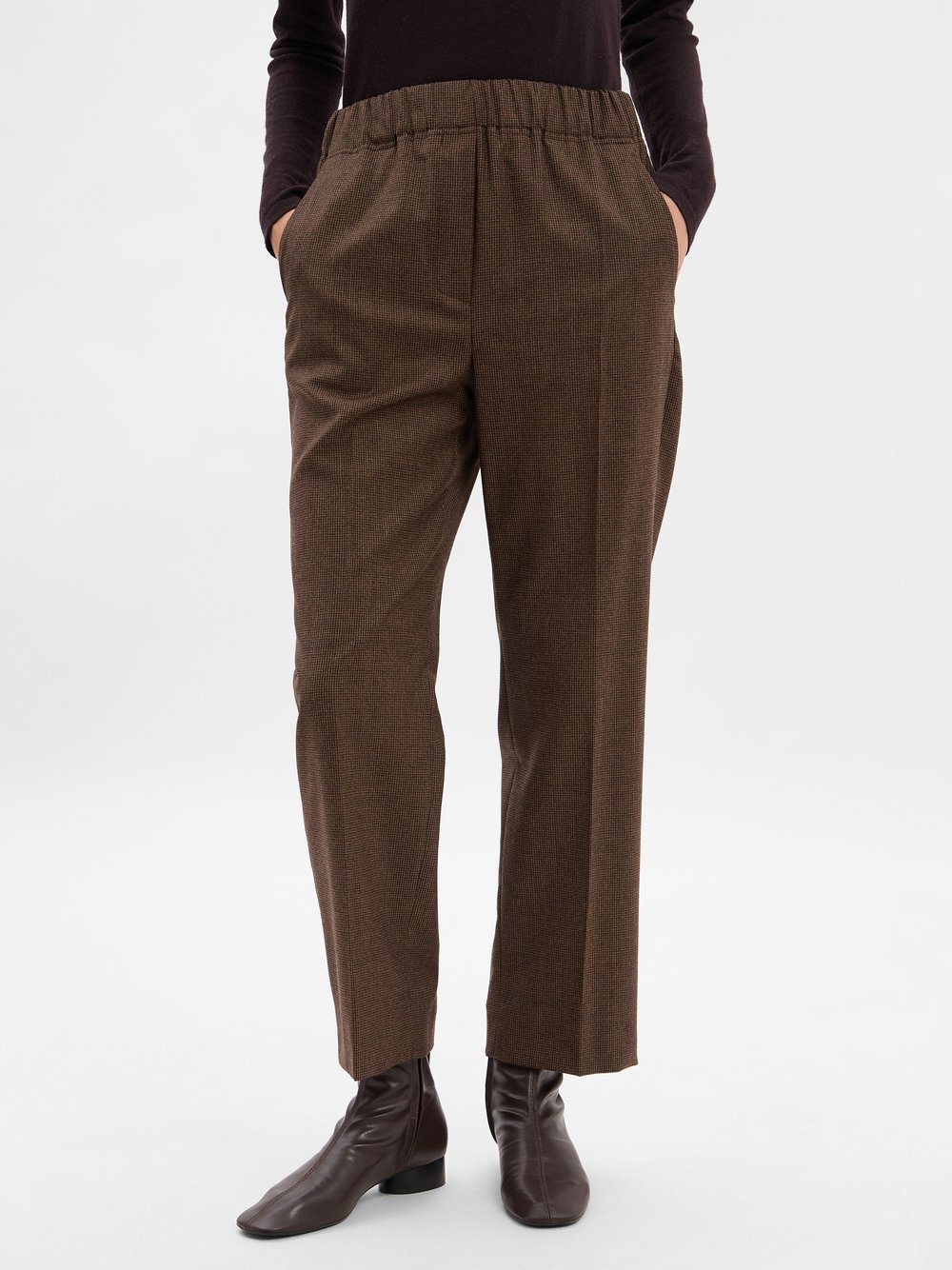 Weekend Max Mara Wollhose Damen Schurwolle braun kariert, 34