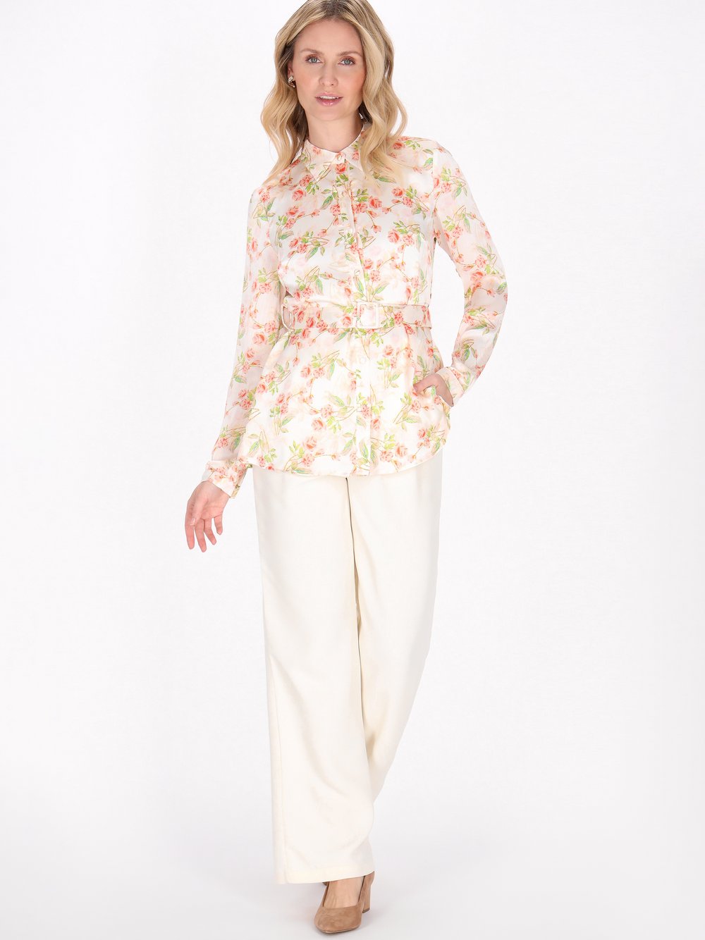 Usha Bluse Damen beige bedruckt, XXL