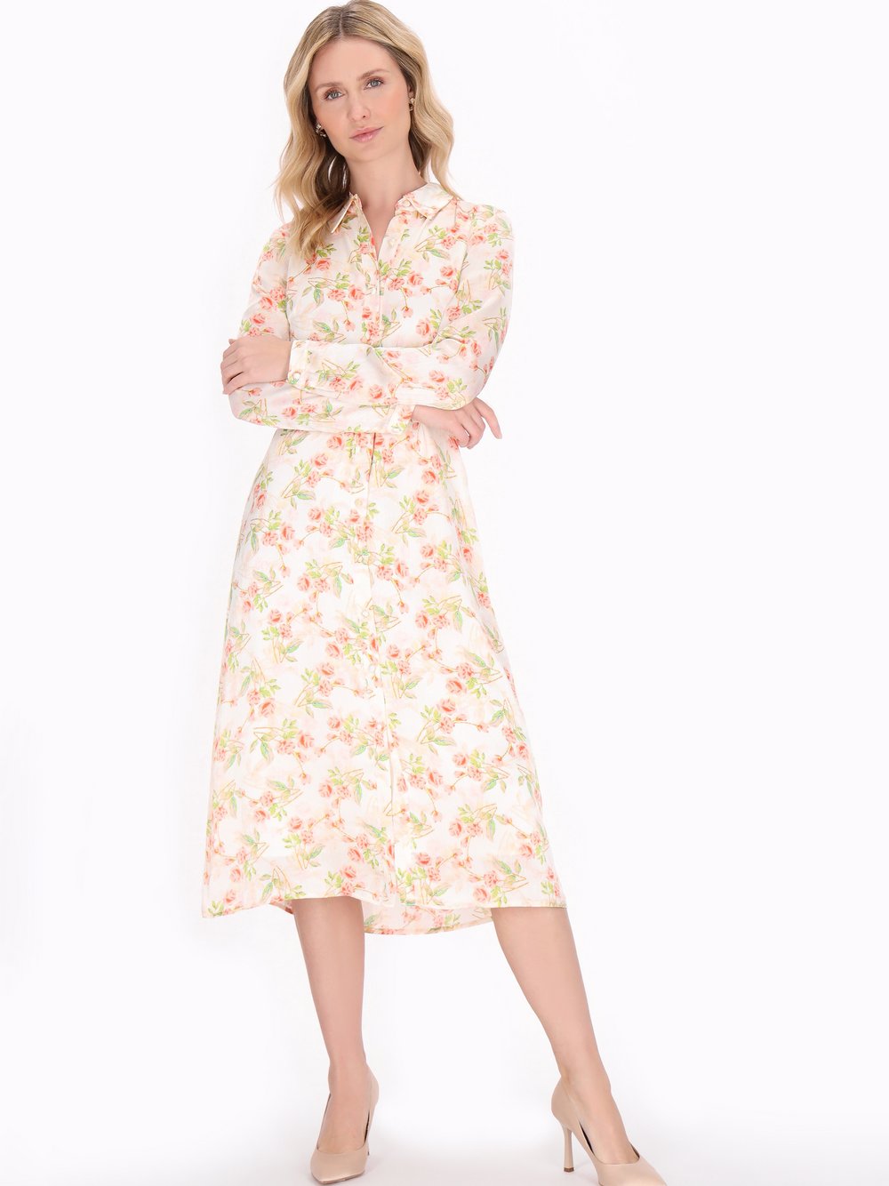 Usha Kleid Damen beige bedruckt, L