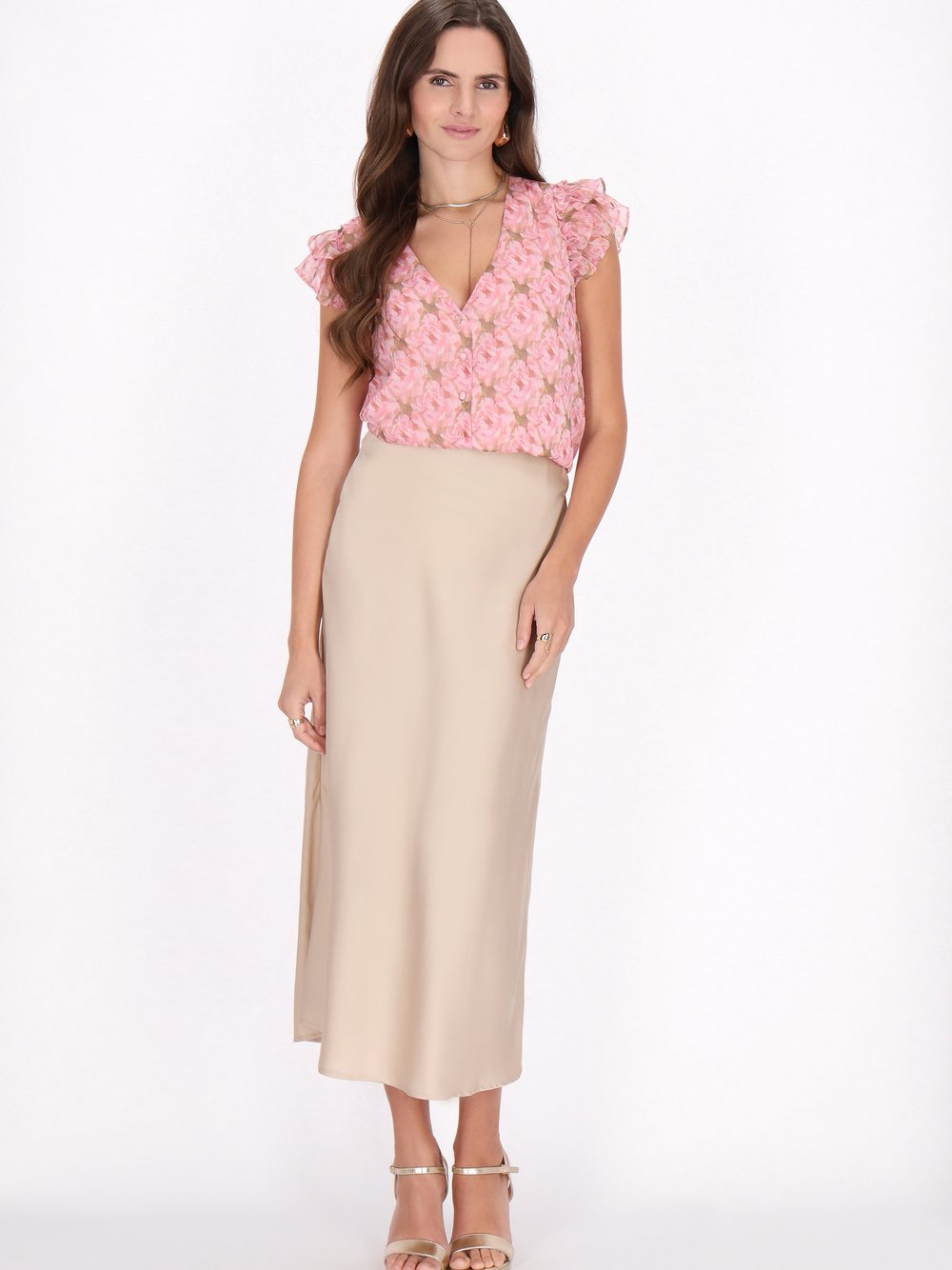 Faina Bluse Damen rosa gemustert, L