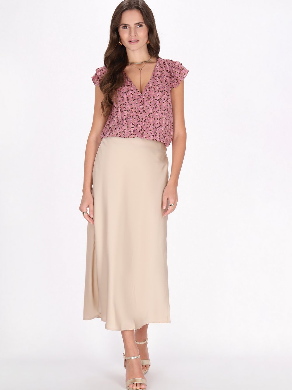 Faina Bluse Damen rosa gemustert, L