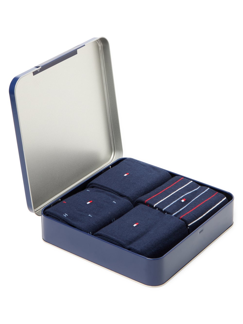 Tommy Hilfiger 4er-Pack Socken Geschenkbox Herren Baumwolle blau gemustert, 43-46