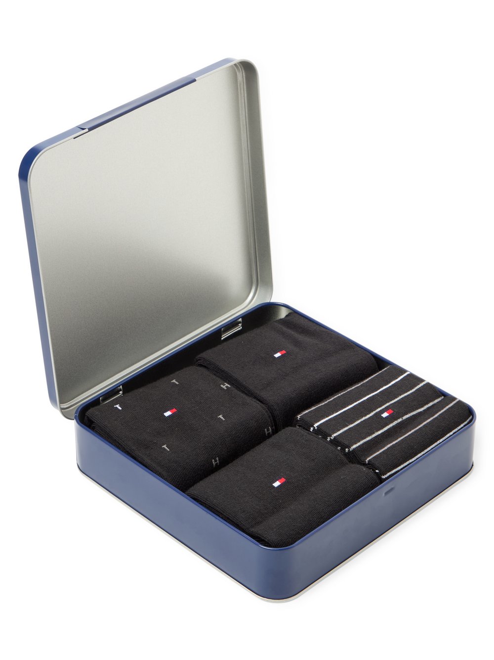 Tommy Hilfiger 4er-Pack Socken Geschenkbox Herren Baumwolle blau gemustert, 39-42