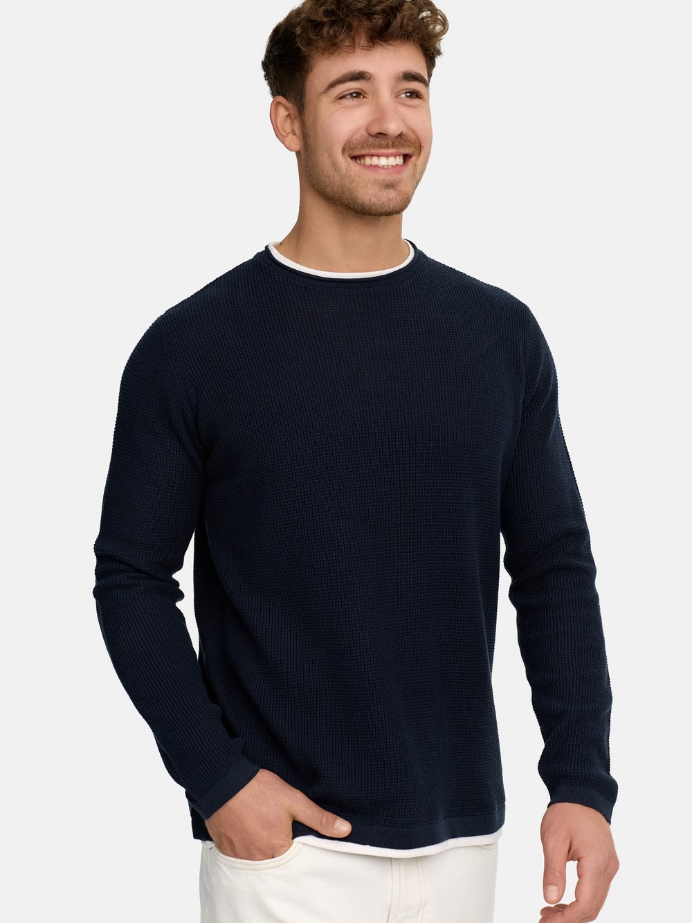 Indicode Strickpullover Herren Baumwolle blau, M