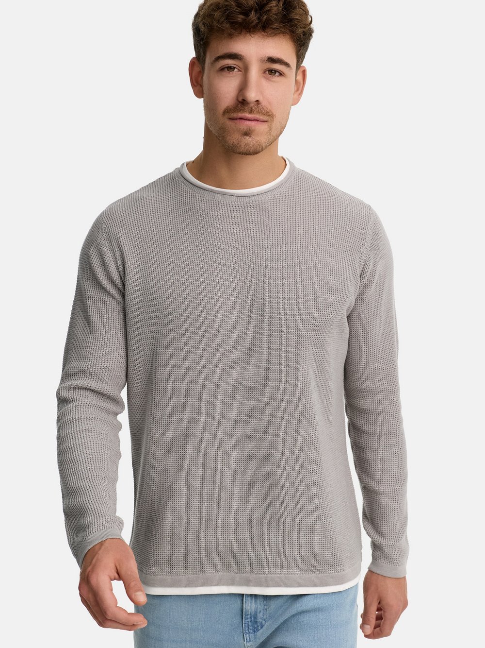 Indicode Strickpullover Herren Baumwolle grau, M