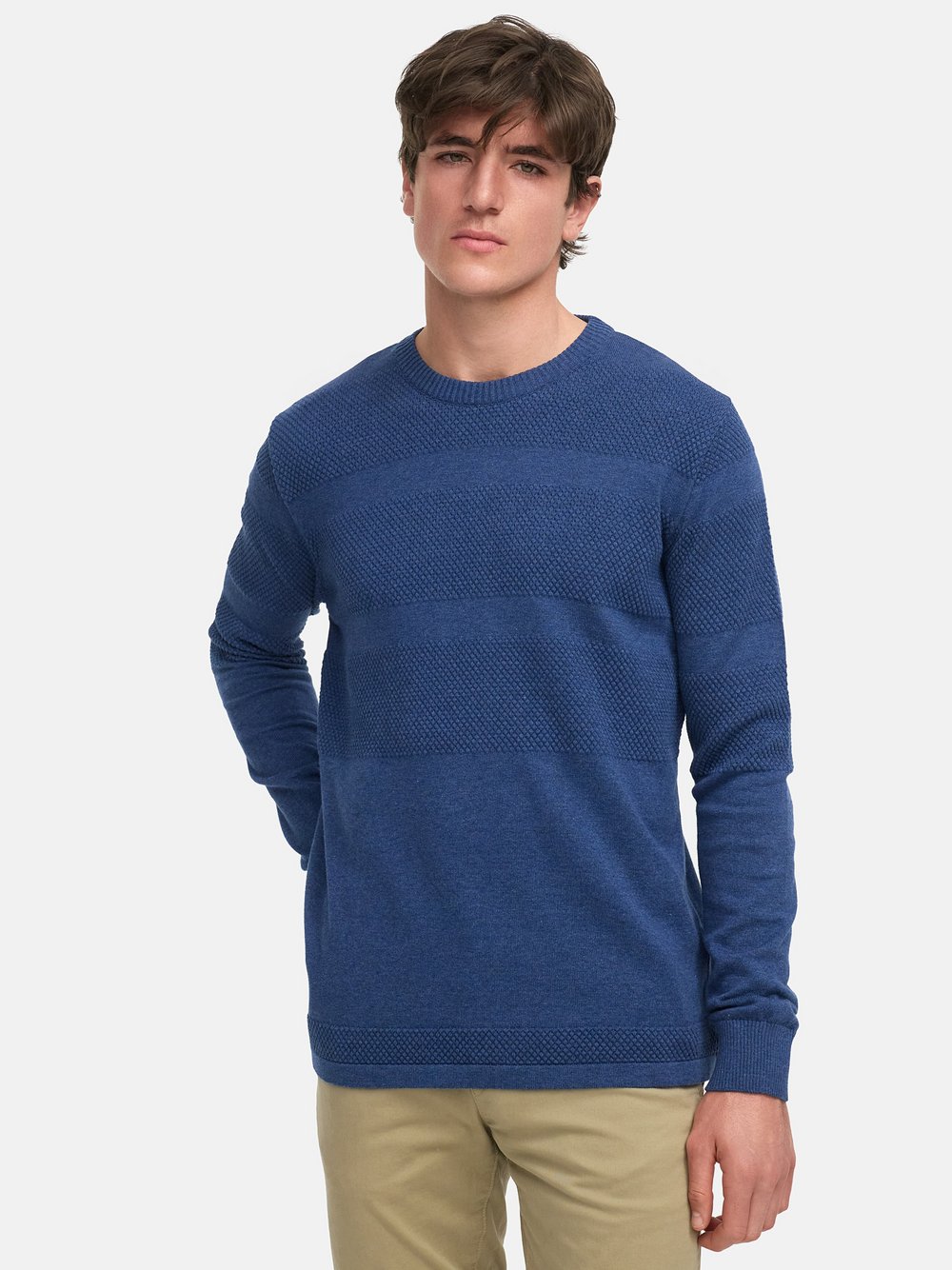 Kronstadt Strickpullover Herren Baumwolle blau, M