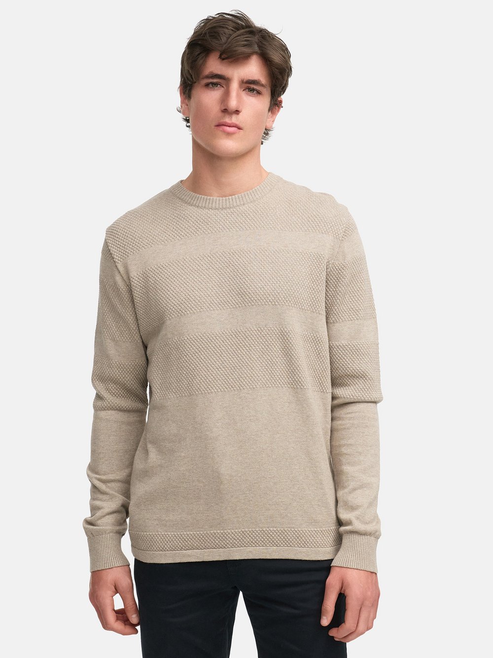Kronstadt Strickpullover Herren Baumwolle beige, M