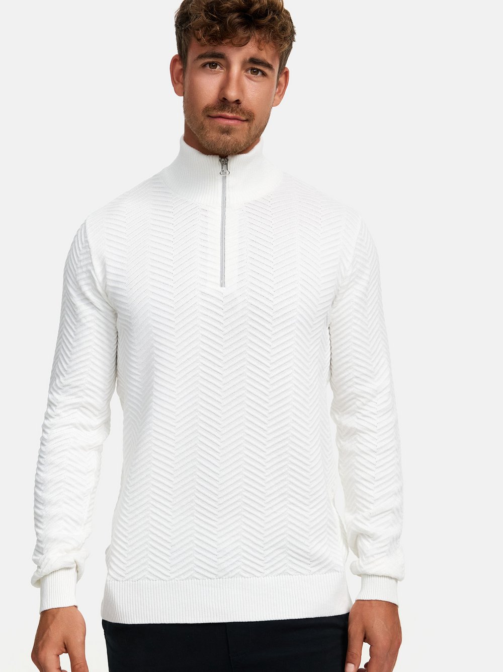Thumbnail - Kronstadt Strickpullover Herren Baumwolle weiß, M