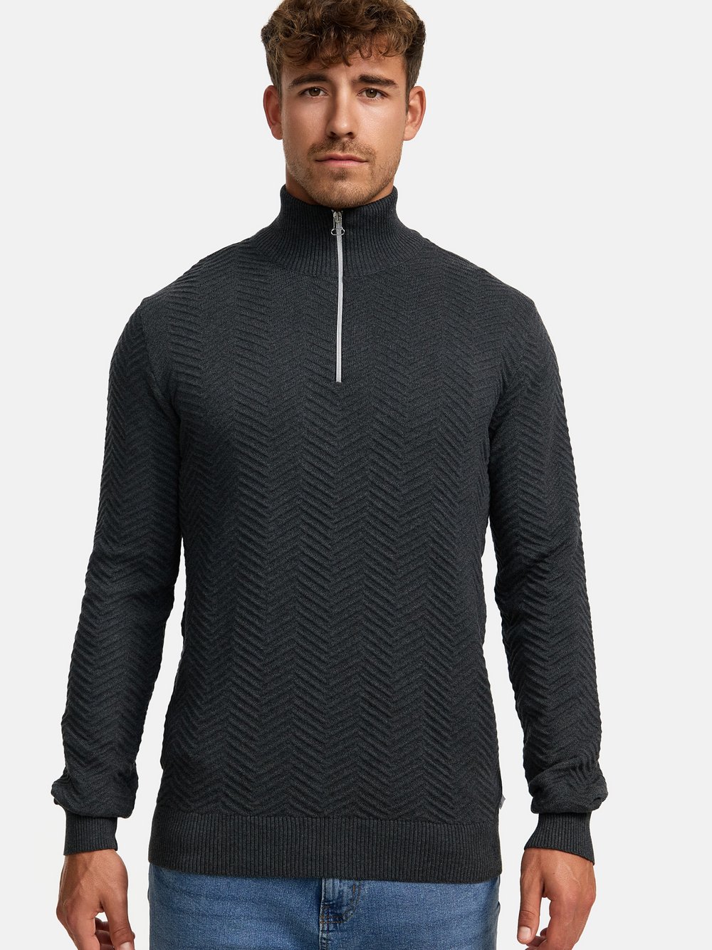 Thumbnail - Kronstadt Strickpullover Herren Baumwolle grau, XXXL