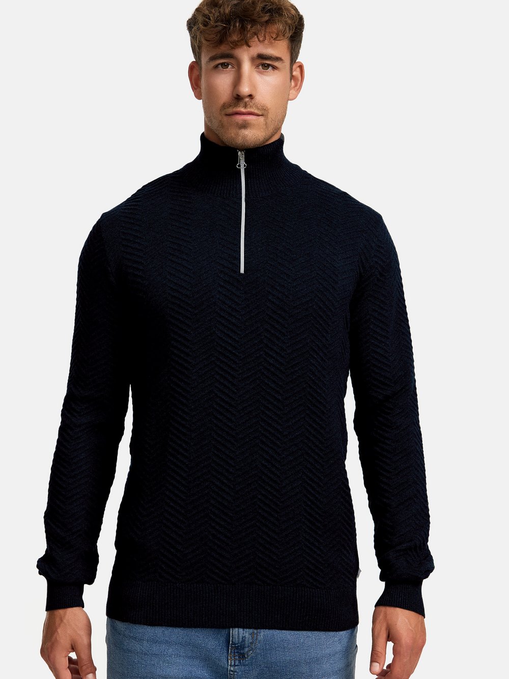 Thumbnail - Kronstadt Strickpullover Herren Baumwolle blau, S