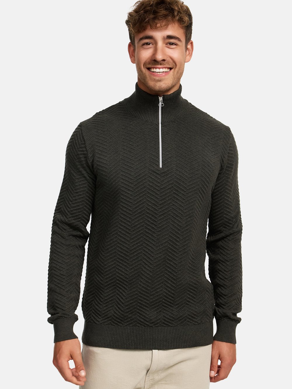Thumbnail - Kronstadt Strickpullover Herren Baumwolle grün, XXL