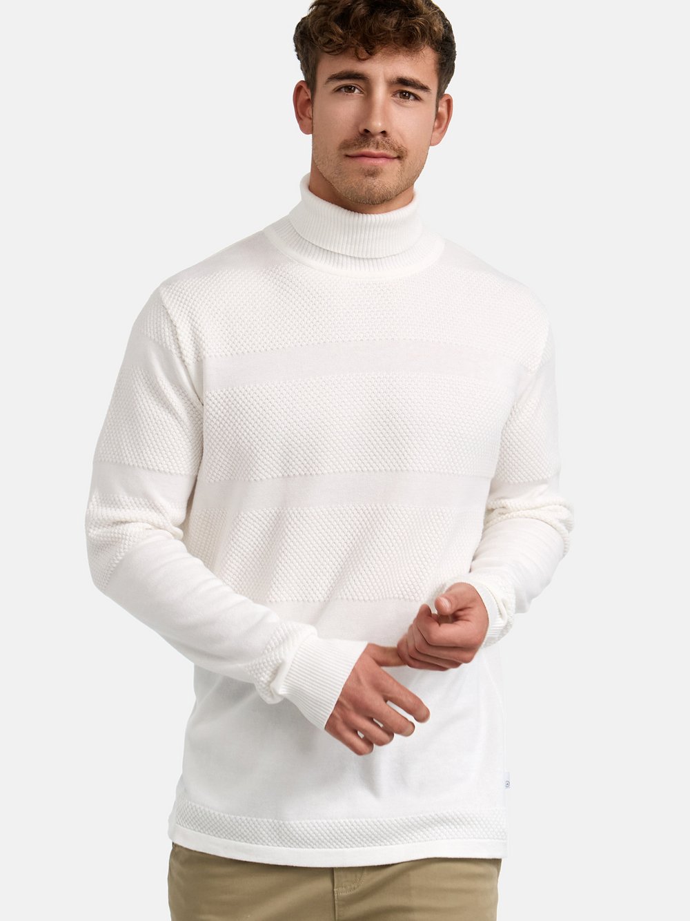 Kronstadt Strickpullover Herren Baumwolle weiß, S