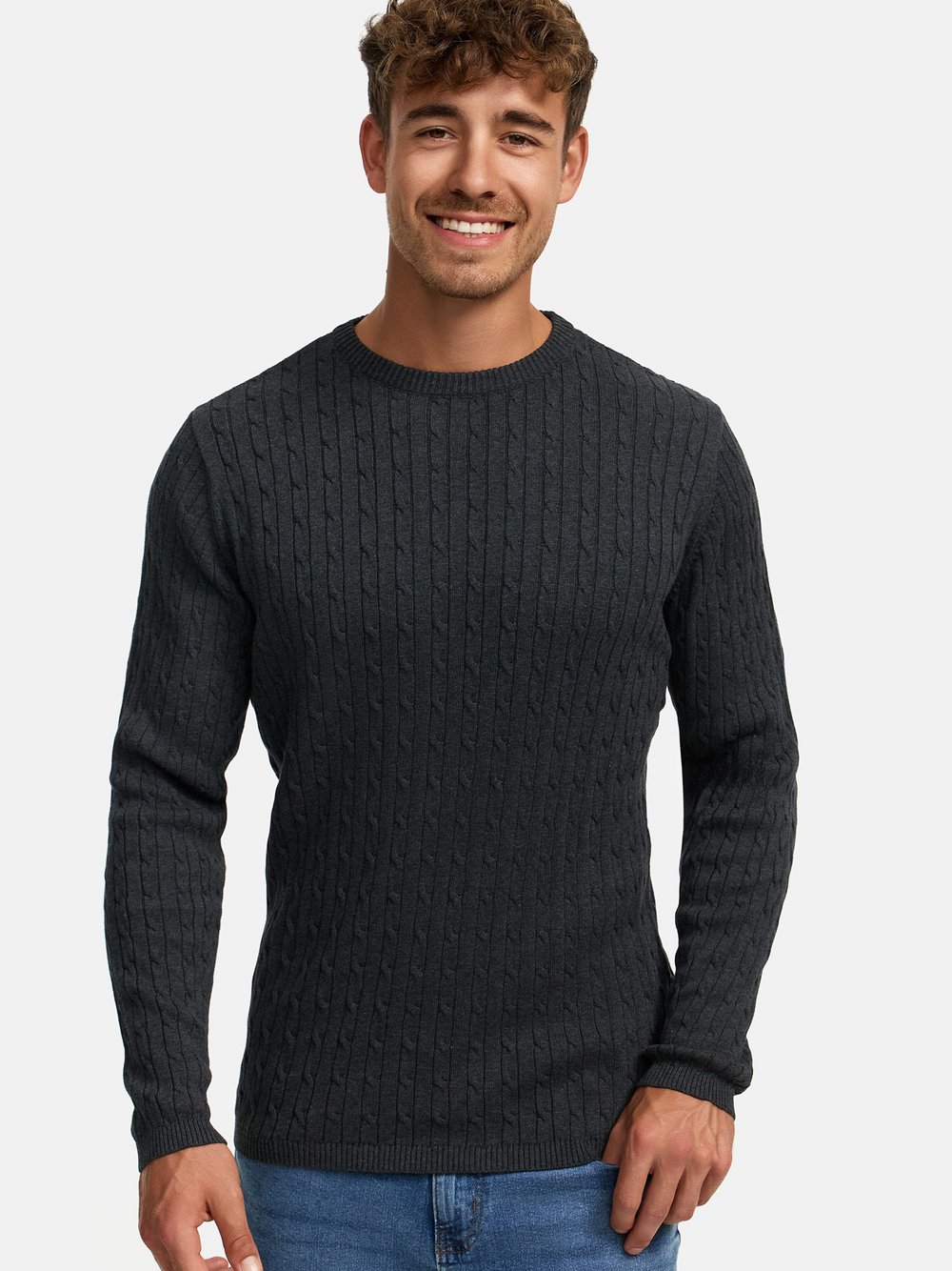 Thumbnail - Kronstadt Strickpullover Herren Baumwolle grau, S