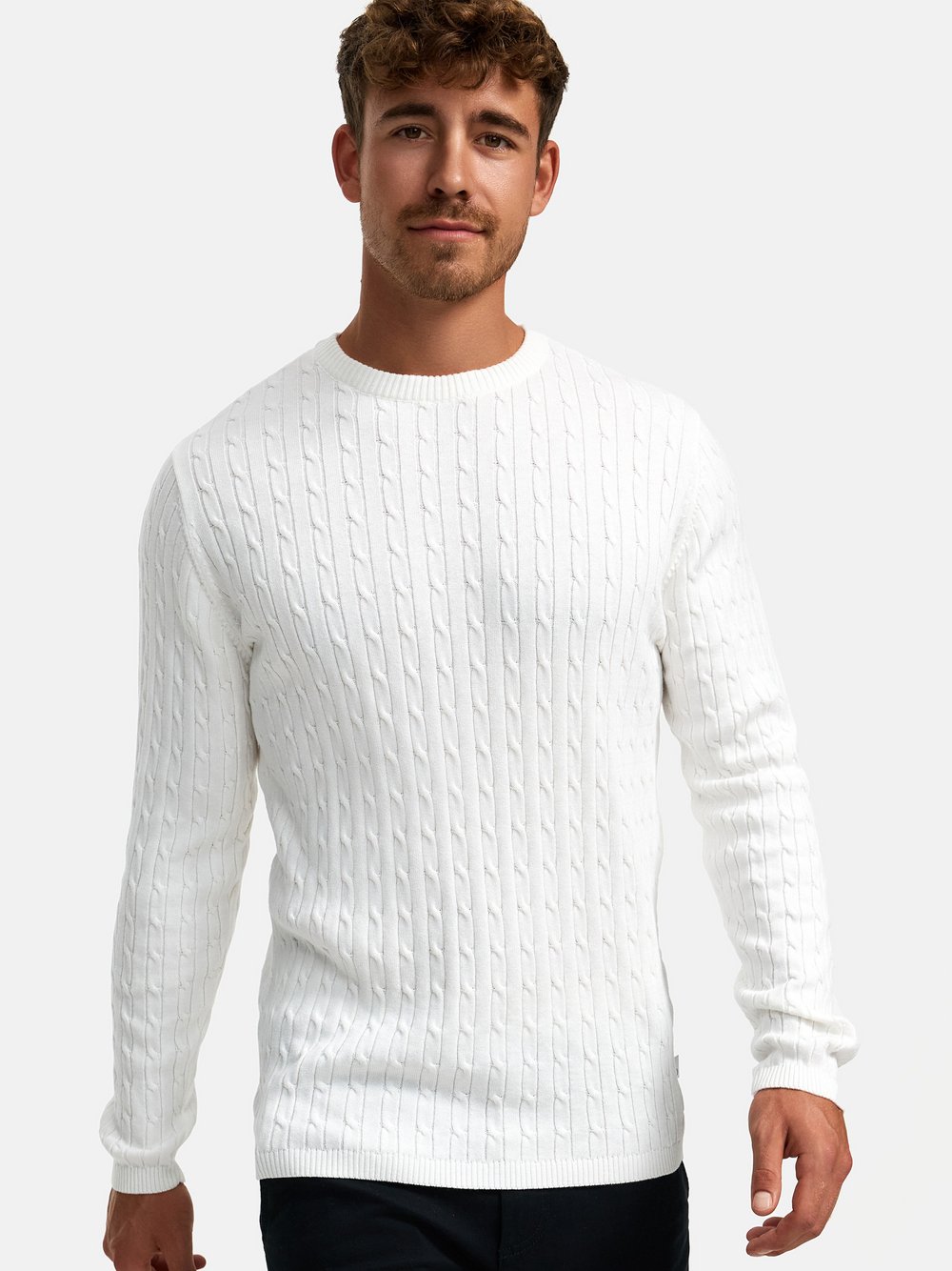 Kronstadt Strickpullover Herren Baumwolle weiß, M