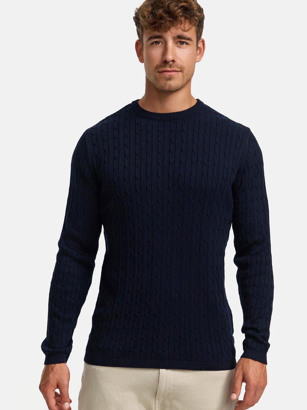 Thumbnail - Kronstadt Strickpullover Herren Baumwolle blau, L