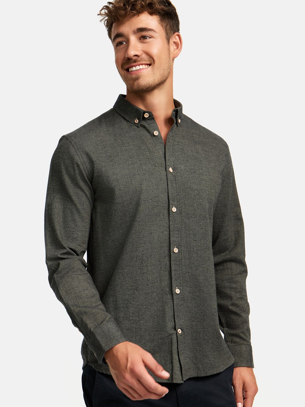 Thumbnail - Kronstadt Hemd Langarm Herren Regular Fit Baumwolle grün, L